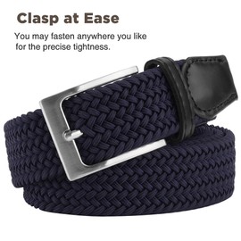 Fairwin Men's Belt, Black Men's Elastic Belt, Elastic Belt, Men's Belt, Elastic Belt, Men Women, Stretch Belt, Width 3.3 cm, Length 95 cm to 135 cm, darkblue