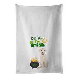 Caroline's Treasures WDK4859WTKT White Cream Labrador Retriever St. Patrick's Day White Kitchen Towel Set of 2 Dish Towels, 19 X 25, Multicolor