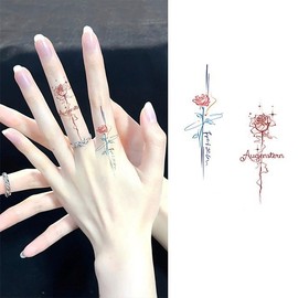 Finger Tattoo Instant Tattoo Sticker Lettering Watercolor Festival Moon Rose/1pc 5ea