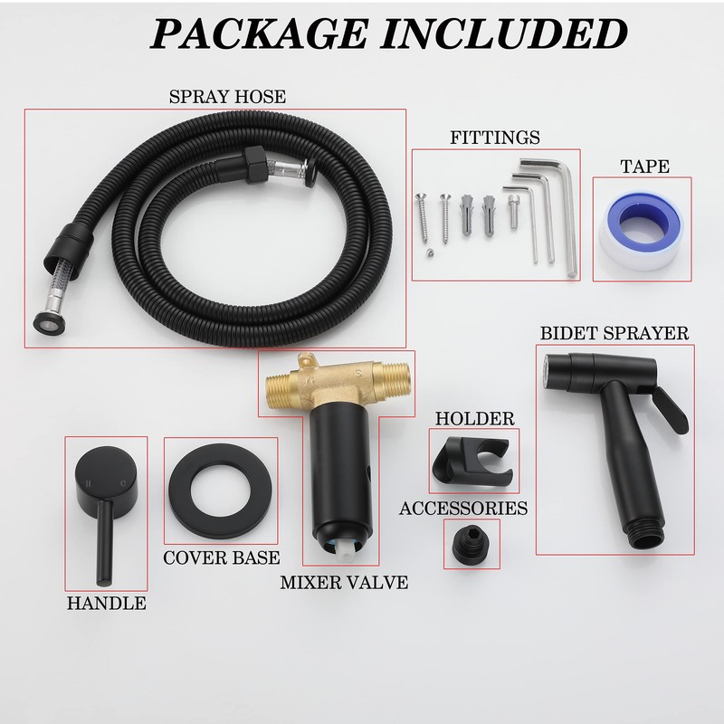 Black Handheld Bidet Sprayer for Toilet Warm Water, WiPPhs Stainless
