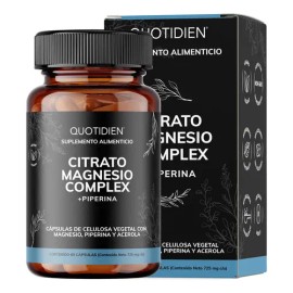 Citrato De Magnesio Complex + Piperina | Aporta 497mg De Magnesio Elemental | Contiene Citrato, Glicinato, L-treonato Y Óxido De Magnesio | Magnesium Suplemento Alimenticio Quotidien - 60 Cápsulas