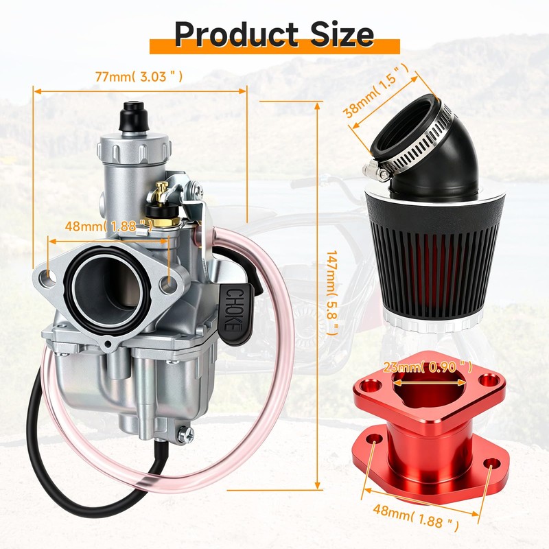 FVRITO VM22 Carburetor & 7/8'' Mini Bike Throttle Kit for