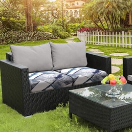 Fuloon Sofa Cushion Covers, Stretch Printed Seat Cushion Protector Sofa Couch Cushion Cover Couch Seat Slipcovers Washable Furniture Protector (Blue, 2)