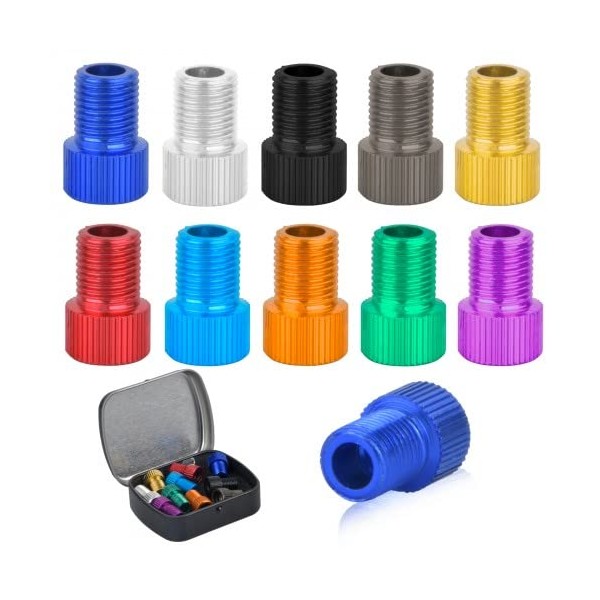Granvoo Bicycle Valve Adapter, 10 Pieces French Valve Adapter Set,