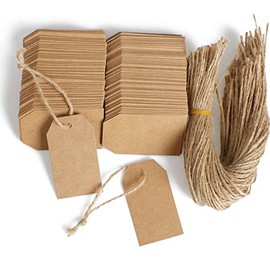 Etiquetas de regalo de papel kraft, 200 etiquetas colgantes para manualidades con 200 cuerdas de yute natural para bricolaje de boda y día festivo (ca