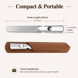 Pro Stainless Steel Nail File with Premium Leather Case,Double-Sided Buffing Nail Files, Non-Slip Ergonomic Handle for Nails, Foot, Hand (for Men, Women, Kids & Seniors)
