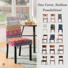 Comfy Gate 4 Pack Dining Room Chair Covers, Chair Covers for Dining Room Set of 4, Elastic Dining Chair Slipcovers, Dining Chair Slipcover, Kitchen Chair Protector Set of 4, Bohemian 2