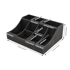 ILWorkTLs 9-Compartment Wooden Coffee Organizer,Countertop Coffee Condiment Caddy for Break Room Office Home Kitchen Bar,Black