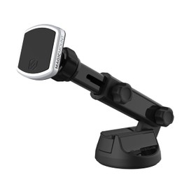 Scosche MPWDEX2-XTSP MagicMount Pro Extendo Magnetic Phone Holder Suction Cup Phone Mount for Car, Extended Arm for 360 Viewing Angle, Black/Silver