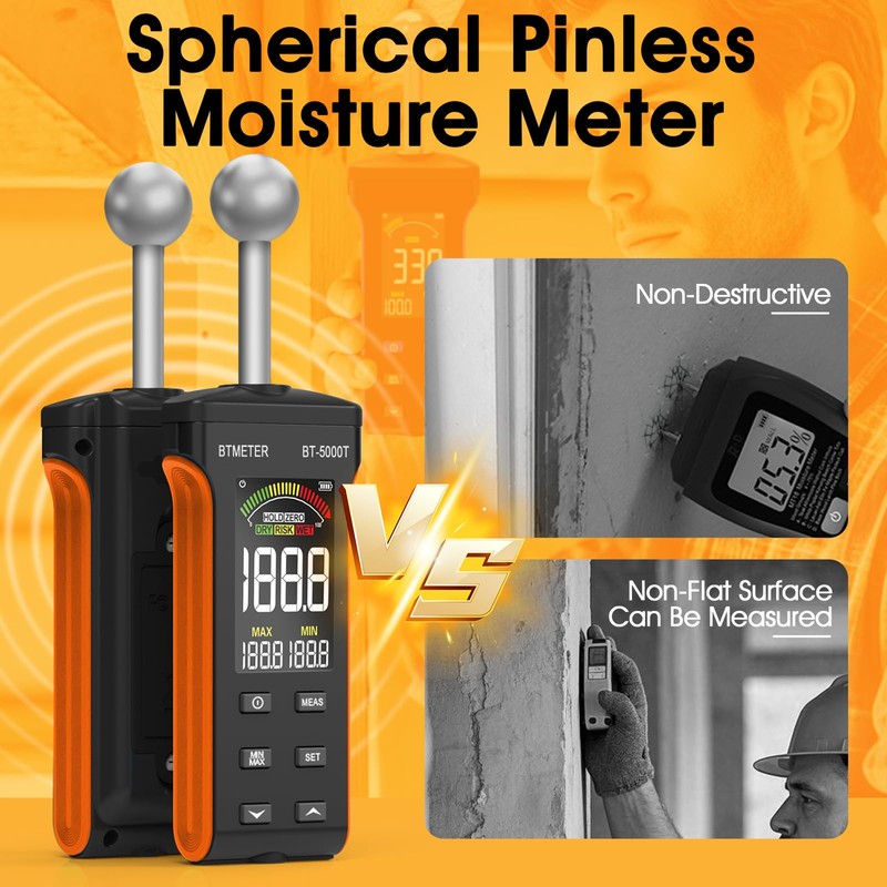 BTMETER Wood Moisture Meter - Pinless Moisture Detector Measur Depth