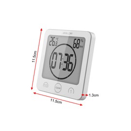 ALEENFOON Orologio digitale da bagno, a ventosa, impermeabile, da parete, con ampio display e timer per doccia, con allarme, termometro, igrometro, timer per conto alla rovescia