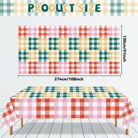 3PCS Gingham Checkered Tablecloth Camp Bachelorette Party Supplies Checkered Rectangle Square Table Cover Pastel Gingham Disposable Plastic Table Cloths for Birthday Party Outdoor Picnic Baby Shower