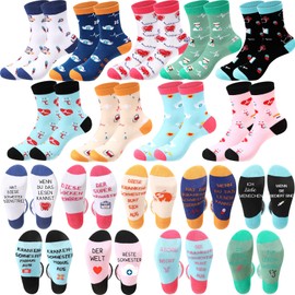 Bencailor 9 Pairs Funny Socks Women's Nurse Socks 36-45 Cotton Socks Gift for Nurses Christmas Teacher, multicoloured