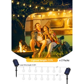 Brightown Solar Lights Outdoor Waterproof, 2 Packs Total 66Ft 200 LED Globe Solar String Lights for Outside, 8 Modes Outdoor Solar Lights for Yard Balcony Patio Tree Canopy Party (Warm White)