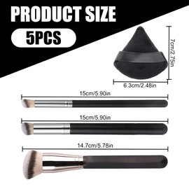 Make Up Pinsel Set, 3 Stück Schminkpinsel Puderpinsel Makeup Brushes Concealer Pinsel Kosmetikpinsel mit 2 Stück Puderquaste, Pinselset Makeup Professionelles