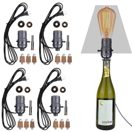 Aokpsrt Bottle Lamp Kit with 9mm Glass Drill bit DIY Lamp Kit for Liquor Bottles with Slip on Socket and 8 Feet Power Cord,No Drilling Required