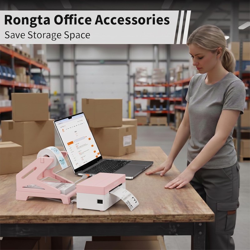 Rongta Label Holder for Rolls and Fan-Fold Labels (Light Pink)