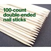 100-Count Double-Ended Nail Art Sticks - Natural Wood Cuticle Pusher