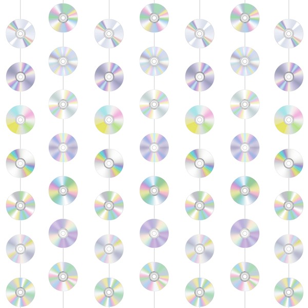 8Pcs CD Garlands 90s Birthday Party Decorations Iridescent CD Disco