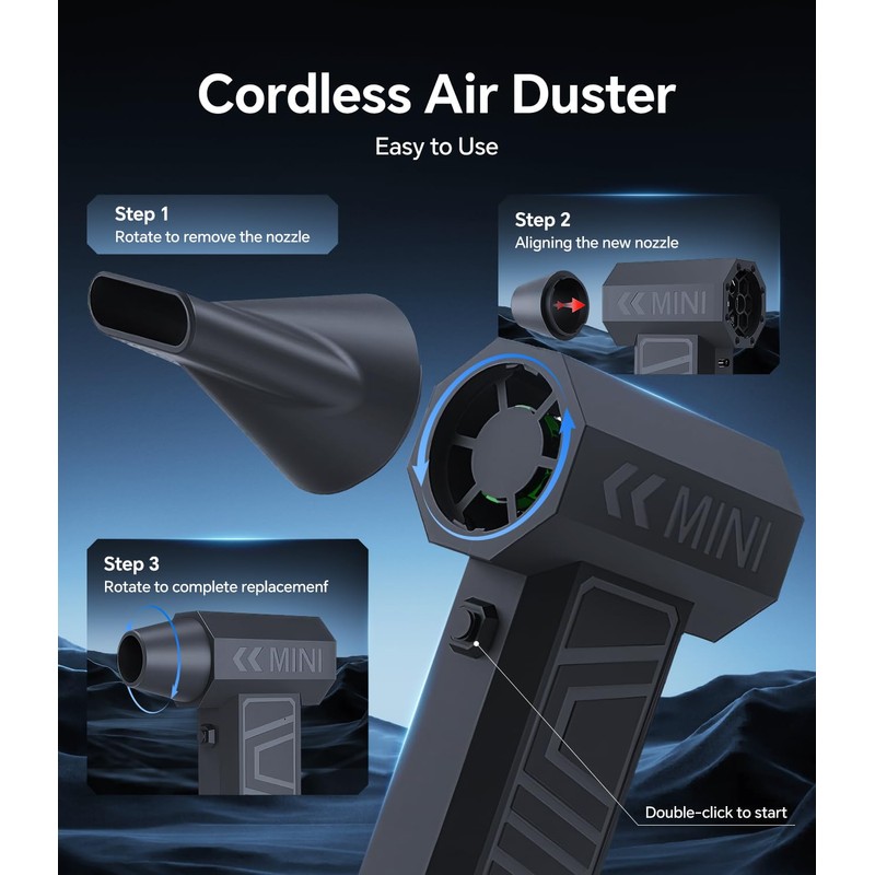 THETHEKU Compressed Air Duster, Electric Air Duster Rechargeable Blower Handheld