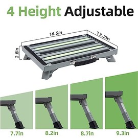 GarfatolRv Iron RV Steps, 4-Level Adjustable Folding Step Stool with Non-Slip Rubber Feet, Non-Slip Fluorescent Strip Platform Rv Accessories, Supports Up to 1000 lbs - Gray