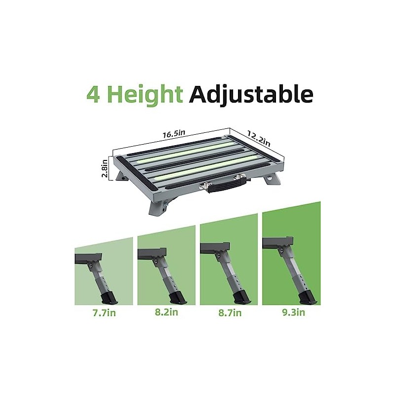 GarfatolRv Iron RV Steps, 4-Level Adjustable Folding Step Stool with