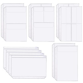 Skycase A5 Binder Pockets, Plastic Loose Leaf Pockets, 6 Holes Zip Binder, A5 Loose Leaf Pockets Folder, Loose Leaf Bags for A5 Refillable 6 Rings Documents, Separating (Pack of 12)