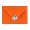 12 x Bright Rainbow Birthday Party Invitations with Orange Envelopes