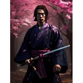 UIBDVKS Japanese DIY Under The Cherry Blossoms Diamond Painting, Paint by Numbers for Beginners, Full Round Diamond Art Kits for Room Decor Bathroom Decor 12x16 inch