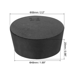 sourcing map Rubber Tapered Plug 48mm to 56mm Solid Test Tubes Bungs Stopper Black for Lab Home 4 Pieces