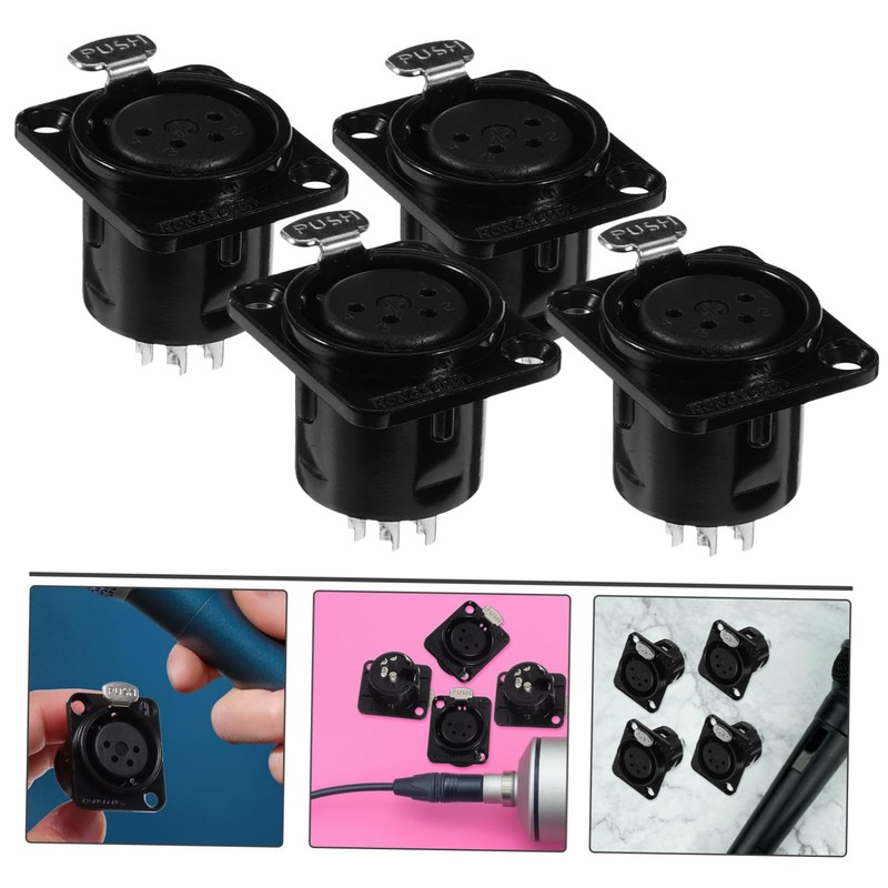 Levemolo 4 Piece Metal Xlr Seats 4 Pin Microphone Female