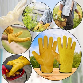 Foriox International Working gloves for Multi Purpose use Leather Gardening Mechanic Garden Building Heavy Duty Utility Gripper Men Women (Yellow, X - Large)