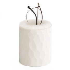 Mkono Plush Lined Eyeglasses Holder Protective Glasses Holder Stand Case Anti-scratch Glasses Storage Organizer for Table, Desk, Nightstand, Office, Ivory, One Size