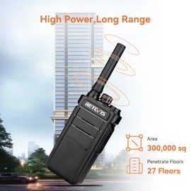 Retevis RB26 Long Range Walkie Talkies, GMRS 2 Way Radios, Rechargeable Two Way Radios, 2000mAh, Durability,Repeater Capable,Security Radio for Security Church Construction School Warehouse(5 Pack)