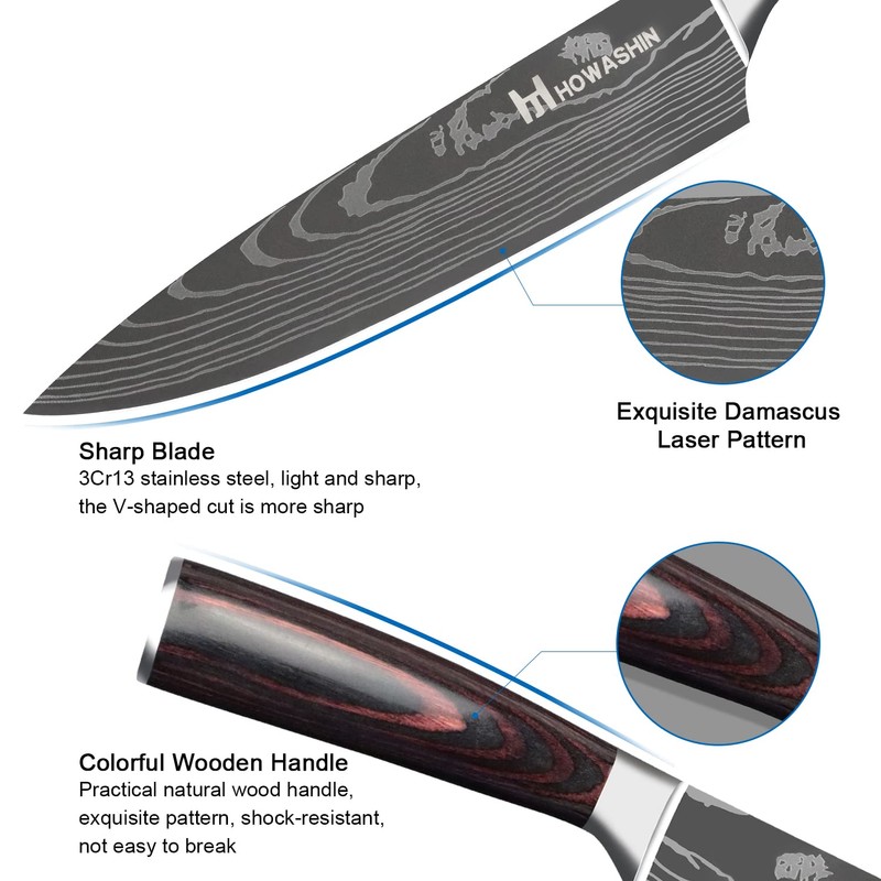 Howashin 3Pcs Knife Set Professional Kitchen Knife Set Stainless Steel