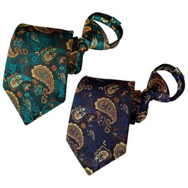 Lovacely - Corbatas con cierre para hombre, 3.15 pulgadas, clásica, de seda, con cierre y cierre de cierre, varios diseños, Mix2 Paisley, Talla única