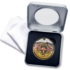 Armor Coin & Emblem - Firefighter's Prayer Challenge Coin - Solid Metal Collectible with American Flag Maltese Cross St. Florian - Firefighter Gift, American Eagle (with Deluxe Tin Presentation Box)