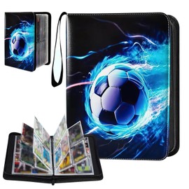 Scrapbook Football Cards, Football Cards Scrapbook with Zip, 50 Pages Capacity for 400 Cards, Football Star Cards Collection, Compatible with All Types of Cards (B)