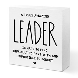 Leader Appreciation Gifts Leadership Gifts, Inspirational Office Decor Wooden Box Sign, Home Farmhouse Table Counter Shelf Desk Decor Accessories, Boss Gifts Thank You Gifts for Coach Manager Leader