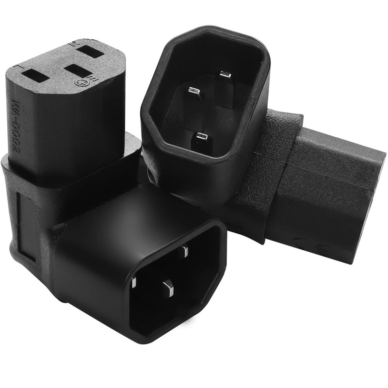 Powice IEC Socket C13 to C14 Plug, 90 Degree Downward,