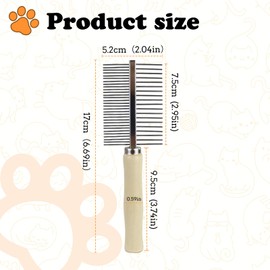 MultiValue 2-in-1 Flea Comb for Dogs Cats, Stainless Steel Cat Grooming Brush with Comfortable Handle, Round Tip, Dog Grooming Comb for Massaging, Removing Tears and Hair Stains (Brown, M)