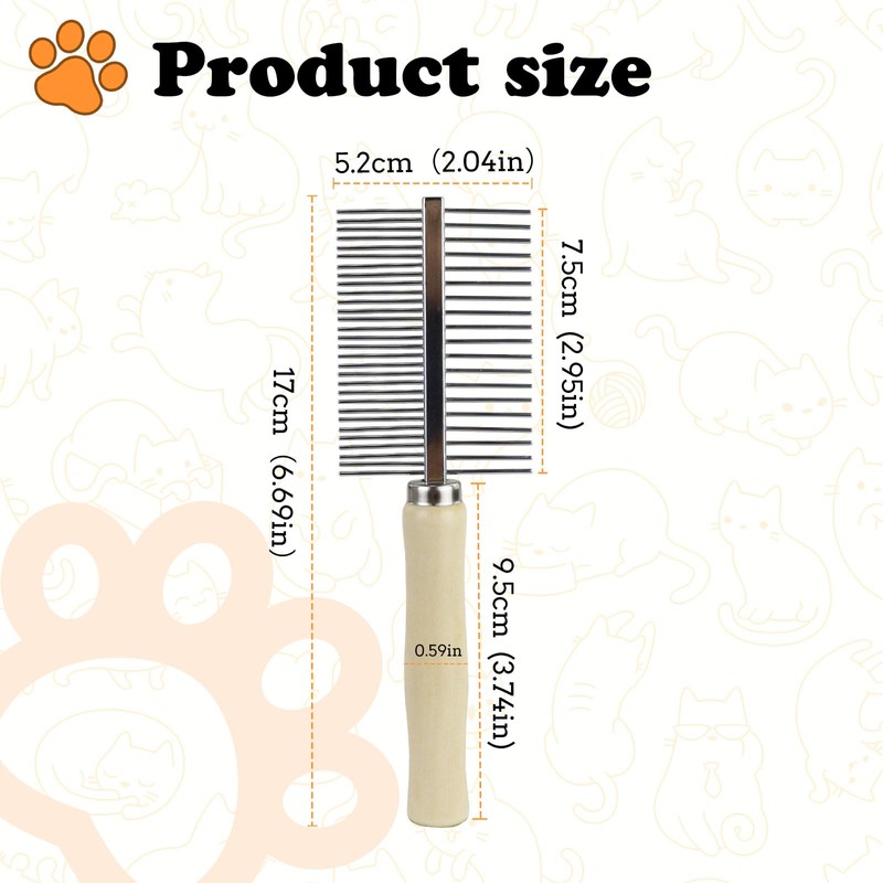 MultiValue 2-in-1 Flea Comb for Dogs Cats, Stainless Steel Cat