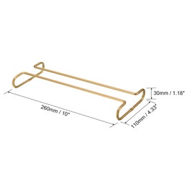 uxcell Wine Glass Rack Under Cabinet, 2Pcs 10-Inch Stemware Wine Glass Hanging Rack Stainless Steel Wine Glass Organizer Storage Hanger for 5mm Stemware Column, Gold