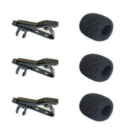 Luwigs 3pcs Lavalier Microphone Metal Tie Clips with 3pcs Lapel Mic Windscreen Foam Covers, Lapel Microphone Replacement Kit, Metal Lapel Mic Clips Sponge Cover Kit (6 Pack, 6mm)