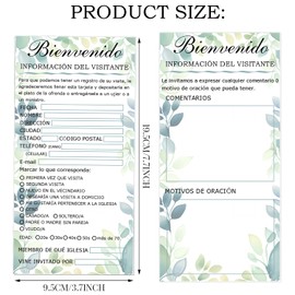 FENGHERUIA Spanish Church Visitor Cards 3.7×7.7 Inches Church Welcome Card Prayer Cards Spanish Welcome to Church Postcard for Church Greeting Praying 100 Pack