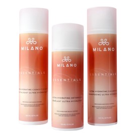 Milano Collection Essentials Moisturizing Ultra Bundle for Natural Hair Wigs & Human Hair, Ultra Hydrating Shampoo & Conditioner, Ultra Hydrating Detangler for Women, 3 Pack