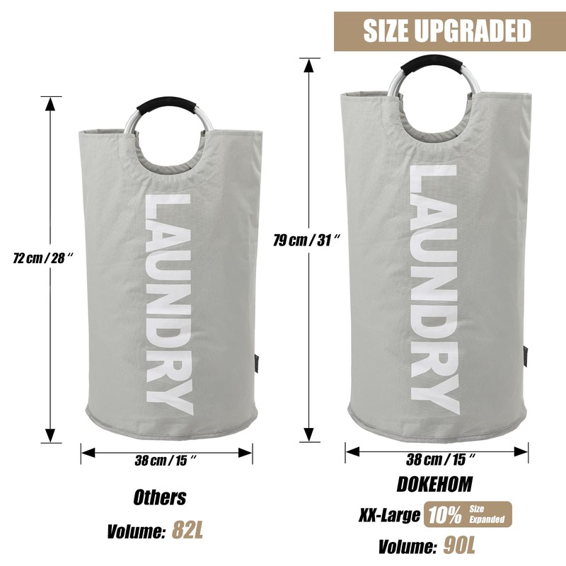 DOKEHOM 90L Large Foldable Laundry Baskets, Foldable Laundry Bags, Clothes