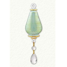 Green Pear Shape with Crystal Hanger Egyptian Glass Christmas Tree Ornament