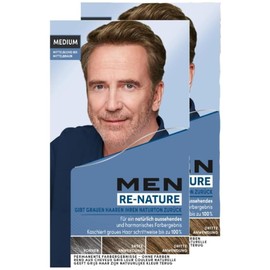 Men Perfect Re-Nature Men's Medium Blonde to Medium Brown (2 x 145 ml), Re-Pigmentation Cream, Restores Natural Hair Colour without Hair Dyeing and Gently Conceals Grey Hair