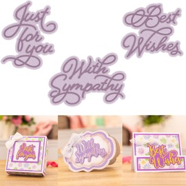 3PCS Letters Metal Cutting Dies for Card Making Just for You, with Sympathy, Best Wishes Letters Metal Die Cuts for DIY Scrapbooking Paper Crafting Embossing Template